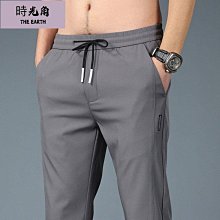 【時光角】 夏秋季薄款褲子男寬鬆潮流直筒鬆緊運動褲男新款男士休閒褲 歷史價格詳細信息