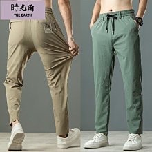【時光角】 精神小夥褲子男夏秋季薄款緊身窄管百搭長褲韓版潮流運動休閒束口褲 歷史價格詳細信息