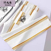 【時光角】 夏秋季薄款條紋西褲男1男士透氣免燙休閑褲男韓版修身九分褲子男 歷史價格詳細信息