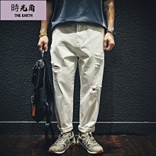 【時光角】 夏秋季薄款褲子男寬鬆潮流直筒鬆緊運動褲男新款男士休閒褲 歷史價格詳細信息