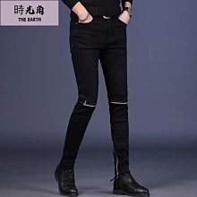 【時光角】 牛仔褲 春秋季男士潮流簡約百搭牛仔褲男彈力窄管直筒休閒褲子 歷史價格詳細信息