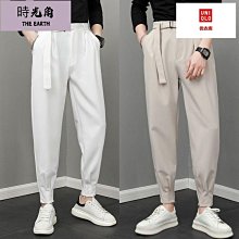 【時光角】 男士九分褲 薄款夏秋季白色褲子 男韓版潮流窄管哈倫褲 緊身休閒褲 歷史價格詳細信息