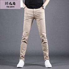 【時光角】 休閒褲男 牛仔褲男 休閒長褲男 潮褲 個性潮流緊身窄管黑白拼接拼色牛仔褲男士春夏長款緊身褲子髮型師 歷史價格詳細信息