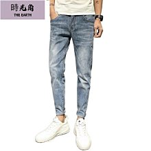 【時光角】 牛仔褲男燙鑽20新款潮牌彈力刺繡長褲子男緊身青年百搭韓版窄管 歷史價格詳細信息