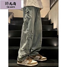 【時光角】 五角星貼布牛仔褲男春秋美式高街潮牌vie褲子直筒寬鬆拖地寬褲 價格比較,價格查詢,歷史價格詳細信息