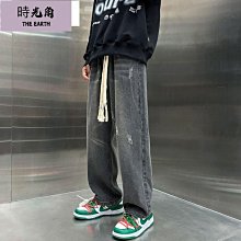 牛仔褲子男士春季韓版寬鬆直筒青年港風ins個性帥氣休閒闊腿長褲 歷史價格詳細信息