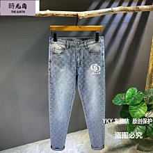 【時光角】 印花牛仔褲男潮牌顯瘦休閒直筒彈力水洗緊身窄管窄版長褲夏秋季薄款男褲流行青年長褲 歷史價格詳細信息