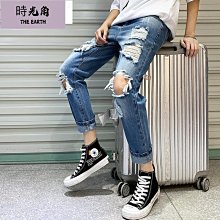 【時光角】 大尺碼 牛仔褲 夏秋季薄款超大碼彈力高腰牛仔褲男寬松加肥加大男褲肥佬胖子褲哈倫褲子高街寬松束腳休閑褲 歷史價格詳細信息