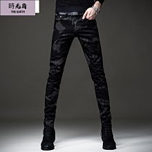 【時光角】 印花牛仔褲男潮牌顯瘦休閒直筒彈力水洗緊身窄管窄版長褲夏秋季薄款男褲流行青年長褲 價格比較,價格查詢,歷史價格詳細信息