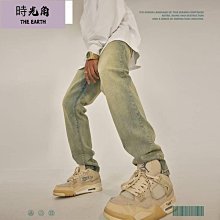 黃泥色牛仔褲男秋季2023新款潮牌痞帥直筒褲美式高街闊腿修身褲子 歷史價格詳細信息
