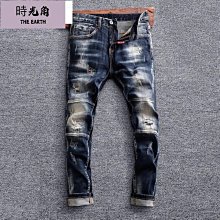 水洗做舊黑修身九分牛仔褲男個性漆點小腳長褲彈力顯瘦百搭鉛筆褲 歷史價格詳細信息