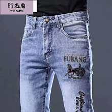【時光角】 牛仔褲男燙鑽20新款潮牌彈力刺繡長褲子男緊身青年百搭韓版窄管 價格比較,價格查詢,歷史價格詳細信息