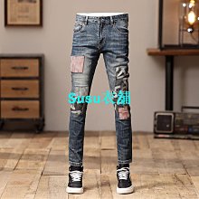 男士牛仔褲休閒牛仔褲拼布破洞牛仔褲男長褲-至簡原創 歷史價格詳細信息