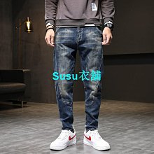 秋冬新款牛仔褲男面料柔軟寬松直筒微哈倫小腳韓版潮黑灰長褲百搭 歷史價格詳細信息