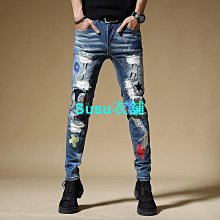 秋冬美杜莎刺繡牛仔褲子男中腰青年休閒彈力小直筒厚刷毛長褲潮牌 歷史價格詳細信息