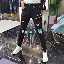 27~34 新款中腰破洞牛仔褲男 補丁不透風 油漆潑墨 高街 潮牌 個性 水洗印花褲 刷破牛仔褲 ins復古 歷史價格詳細信息