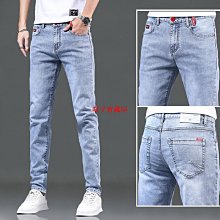 夏季薄款牛仔褲冰絲修身直筒彈力男褲新款男士休閑百搭長褲子 歷史價格詳細信息