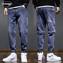 加厚牛仔褲男 S-3XL vibe炸街褲子 高街ins潮牌 秋季織帶裝飾褲子 寬鬆直筒綁帶褲闊腿褲 現貨免運 歷史價格詳細信息