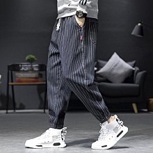 褲子男春季新款條紋牛仔褲男士大碼寬松哈倫褲男韓版束腳潮款 歷史價格詳細信息