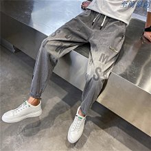 韓版寬鬆哈倫牛仔褲 夏季薄款九分束腳牛仔褲 鬆緊腰 休閒褲男 簡約百搭風 男生長褲 小腳牛仔褲男 穿搭必備（NZ509）-潮流e線 歷史價格詳細信息