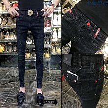 牛仔長褲 牛仔褲 網紅褲子男抖音韓版潮流九分乞丐直筒寬松潮牌ins港風破洞牛仔褲-潮流精選 歷史價格詳細信息