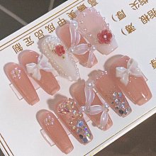 精品純手工穿戴甲高級感晶石貓眼爆閃短款美甲貼片成品學生假指甲 指甲貼片 美甲片 指甲貼291 LX063 歷史價格詳細信息