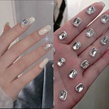 美甲飾品 美甲裝飾  美甲飾品水鉆鋯石合金超閃奢華指甲貼新款成品ins網紅穿戴鉆工具 歷史價格詳細信息