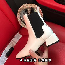 真皮英倫風馬丁靴女款2023新款冬款加絨加厚騎士棉靴冬季中筒女靴 歷史價格詳細信息