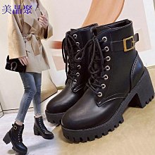 馬丁靴女2024秋冬新款綁帶機車靴風時尚帥氣短靴工裝靴平底靴 歷史價格詳細信息
