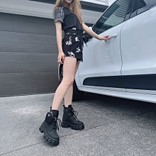 PRADA Monolith 三角標尼龍拼接厚底長靴(黑色) 歷史價格詳細信息