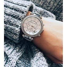 海外直郵MK手錶鑲鉆粉色間膠時尚流行手錶三眼計時手錶 mk3【潮流百貨】 歷史價格詳細信息