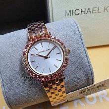 現貨MICHAEL KORS 白色珍珠貝殼光澤錶盤 粉紅色皮革錶帶 石英 女士手錶MK2590腕錶 歷史價格詳細信息