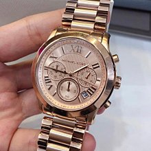 現貨MICHAEL KORS 玫瑰金色不鏽鋼配玳瑁樹脂材質錶帶 水晶鑽錶面盤 羅馬刻度 三眼計時 女士手錶 MK6159 歷史價格詳細信息