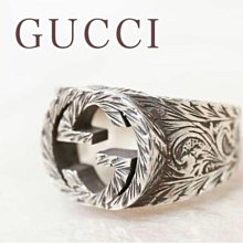 GUCCI 雙G系列 復古感 黑色琺瑯 戒指 925純銀 古馳 歷史價格詳細信息