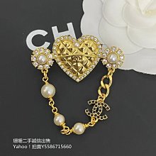 二手正品 CHANEL 香奈兒 金色 鏤空 馬眼 方形水鑽 雙C 別針 胸針 歷史價格詳細信息