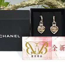 優買二手精品名牌店 CHANEL ABE035 雙C LOGO 金色黑色粉紅色琺瑯愛心 小香針式 垂吊 耳環 全新 歷史價格詳細信息