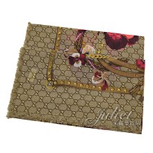 【茱麗葉精品】全新精品  GUCCI 283833 經典雙G緹花絲棉綢披肩圍巾/大絲巾.灰藍 預購無現貨 歷史價格詳細信息