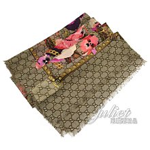 【茱麗葉精品】全新精品  GUCCI 283833 經典雙G緹花絲棉綢披肩圍巾/大絲巾.灰藍 預購無現貨 歷史價格詳細信息