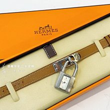 高雄店 遠麗全新二手名牌館~P2796 Hermes 駝色epsom銀釦Kelly鎖頭石英腕錶 價格比較,價格查詢,歷史價格詳細信息