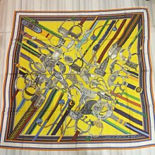＊金選名店＊HERMES＊愛馬仕＊喀什米爾大圍巾 黃/棕  130*30 編號2 歷史價格詳細信息