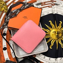 HERMES Silk In Compact EPSOM 小牛皮拉鍊絲巾短夾(0E 德州粉) 歷史價格詳細信息