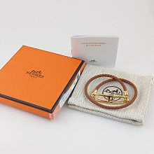 HERMES Roulis 皮革雙圈手環 (金棕Gold x 金) 歷史價格詳細信息