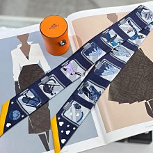Hermes 愛馬仕 Twilly au Bloc 90 cm手工捲邊和手工百褶斜紋真絲方巾(藍/玫瑰/綠) 歷史價格詳細信息