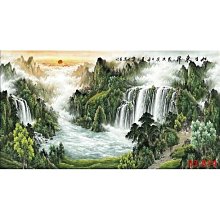 山水畫招財畫富貴麋鹿好運畫絲綢畫卷軸畫家居掛畫高山流水聚寶盆 歷史價格詳細信息