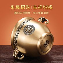聚寶盆擺件招財聚財進寶百福銅缸純黃銅米缸客廳傢居小銅盆存錢罐 P04O 歷史價格詳細信息