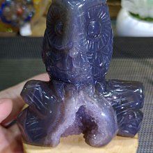 晶洞 雕刻 貓頭鷹造型 天然瑪瑙雕刻貓頭鷹晶洞~智慧的象徵~超可愛!雙面景喔!! 歷史價格詳細信息