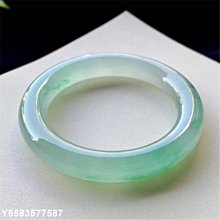 緬甸翡翠冰種飄綠玉鐲子圓形陽綠玉手鐲女寬條帶證書 歷史價格詳細信息