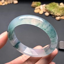 緬甸翡翠冰種飄綠玉鐲子圓形陽綠玉手鐲女寬條帶證書 歷史價格詳細信息