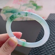 圓條52.6圈口，自然光實拍，天然翡翠A貨冰潤淡綠圓條鐲，尺 歷史價格詳細信息