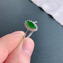 天然a貨滿綠翡翠戒指s925純銀鍍金鑲嵌麻花辮設計圈口大小可調節 歷史價格詳細信息